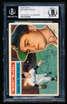 Autographed 1956 Topps Baseball- #44 Windy McCall, Giants- Beckett Certified & Encapsulated