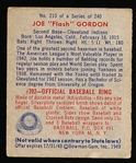 1949 Bowman Bb Hi#- #210 Joe Gordon, Cleveland