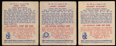 1949 Bowman Bb Hi#’s- 3 Diff