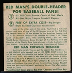 1952 Red Man Baseball No Tabs- 3 Diff