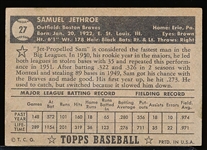 1952 Topps Bb- #27 Sam Jethroe, Boston Braves- Black Back