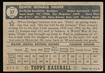 1952 Topps Bb- #37 Duke Snider, Dodgers- Black Back