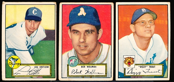 1952 Topps Baseball- 3 Diff Black Back Low#’s