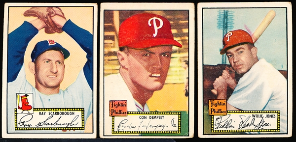 1952 Topps Baseball- 3 Diff Black Back Low#’s
