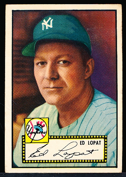 1952 Topps Baseball- #57 Ed Lopat, Yankees- Black Back