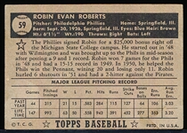 1952 Topps Baseball- #59 Robin Roberts, Phillies