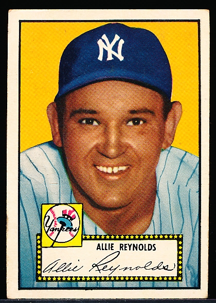 1952 Topps Baseball- #67 Allie Reynolds, Yankees- Black Back