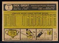 1961 Topps Baseball- #1 Dick Groat, Pirates