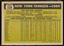 1961 Topps Baseball- #228 Yankees Team