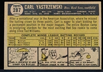 1961 Topps Baseball- #287 Carl Yastrzemski, Red Sox- 2nd Year Card