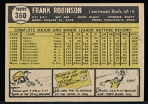 1961 Topps Baseball- #360 Frank Robinson, Reds