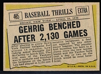 1961 Topps Baseball- #405 Lou Gehrig