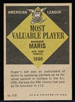 1961 Topps Baseball- #478 Roger Maris MVP