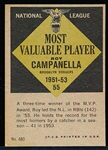 1961 Topps Baseball- #480 Roy Campanella MVP