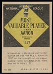 1961 Topps Baseball- #484 Hank Aaron MVP