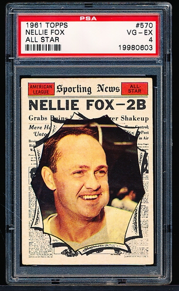 1961 Topps Baseball- #570 Nellie Fox AS- Hi#- PSA Vg-Ex 4