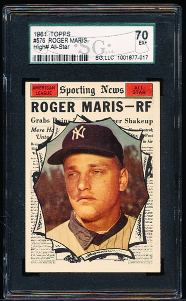 1961 Topps Baseball- #576 Roger Maris AS- Hi#- SGC 70 (Ex+)