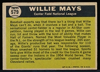 1961 Topps Baseball- #579 Willie Mays AS- Hi#