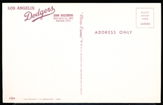 1959 Los Angeles Dodgers MLB Color Postcards- John Roseboro