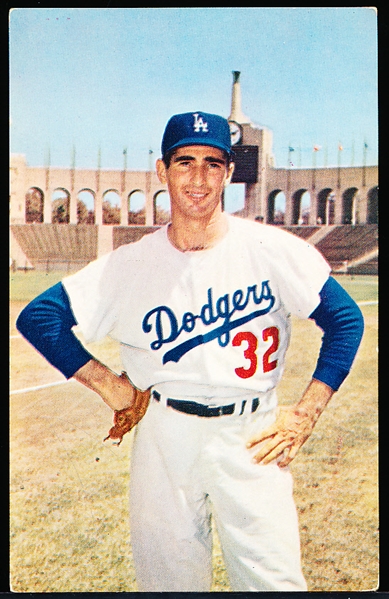 1960 Los Angeles Dodgers MLB Color Postcards- Sandy Koufax