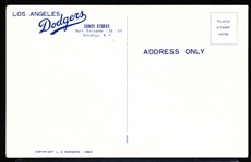 1960 Los Angeles Dodgers MLB Color Postcards- Sandy Koufax