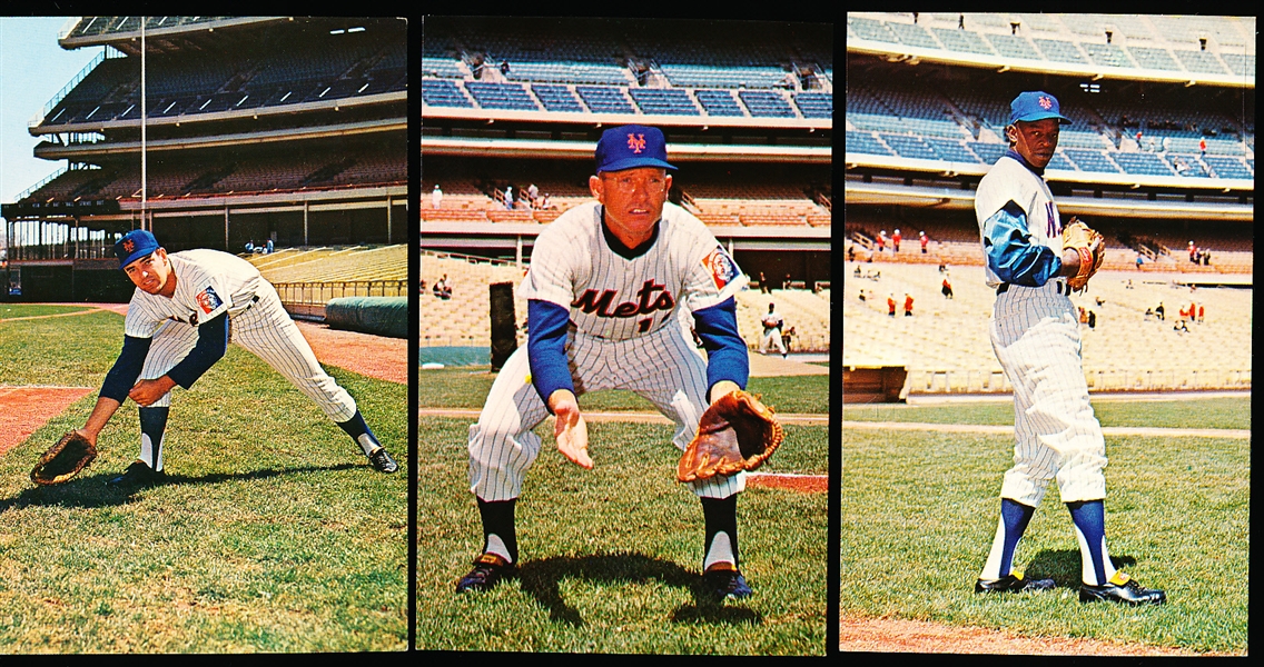 1964 New York Mets MLB Color Team Issue 3-½” x 5-½”- 3 Diff.