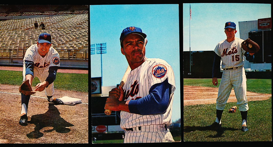 1967 New York Mets MLB Color Team Issue 3-½” x 5-½” Photos- 3 Diff.