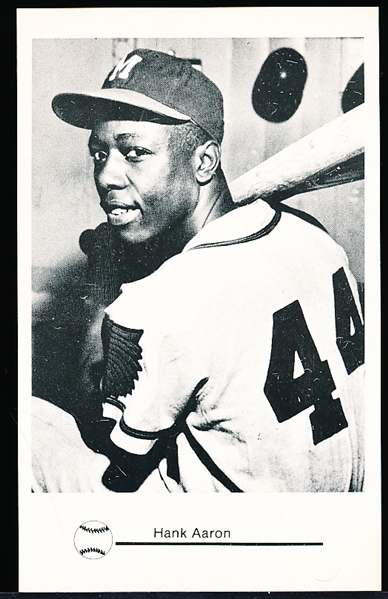 1970’s? Hank Aaron Milwaukee Braves MLB B/W Postcard