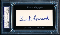 Autographed 2010 Historic Autographs “HOF and All-Star Edition” MLB Cut- Buck Leonard- PSA/ DNA Certified/ Slabbed