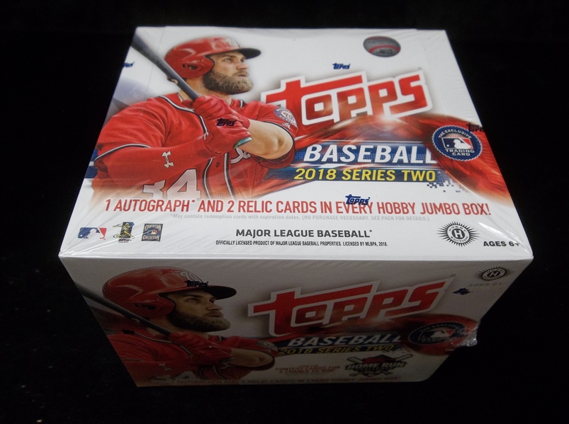 2018 Topps Baseball- Series #2- One Factory Sealed Hobby Jumbo Pack Box