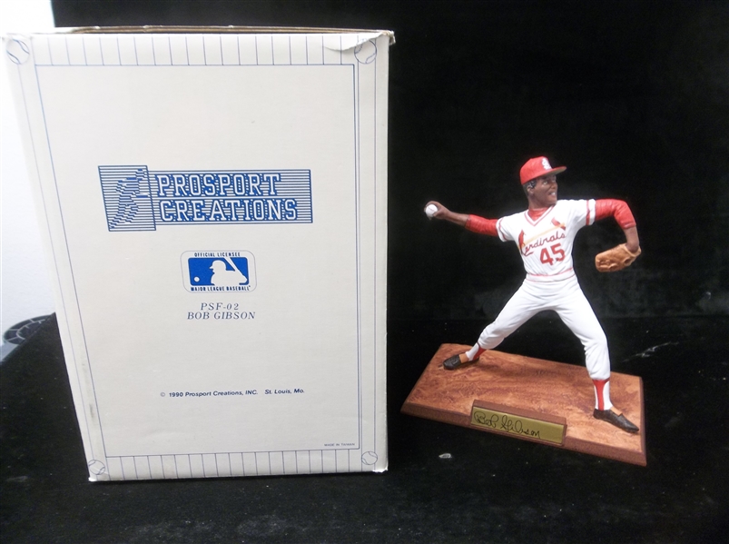 1990 Prosport Creations #PSF-02 Bob Gibson, Cardinals 9-1/4” Tall Figurine in Original Box- #1849