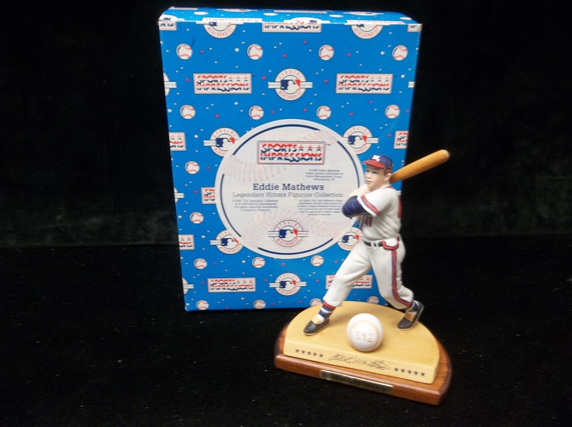 1993 Sports Impressions Hamilton Collection “Legendary Hitters”- Eddie Mathews, Milwaukee Braves- In Original Box