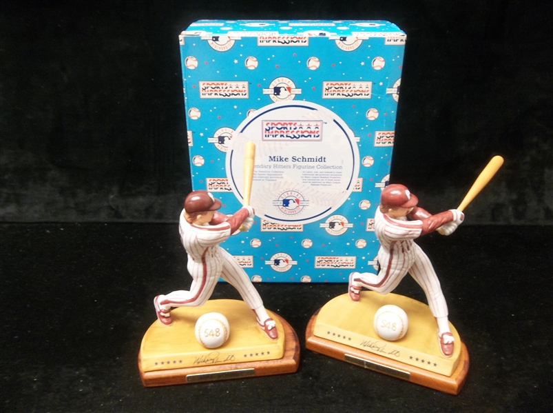 1994 Sports Impressions Hamilton Collection “Legendary Hitters”- Mike Schmidt, Phillies- 2 Figurines! Both In Same Original Box