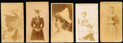 Late 1800’s Kinney Sweet Caporal “Actress” (N245) Vertical Ad Back Cigarette Cards- 5 Diff.