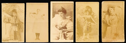 Late 1800’s Kinney Sweet Caporal “Actress” (N245) Vertical Ad Back Cigarette Cards- 5 Diff.