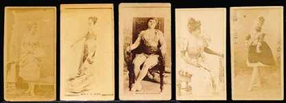 Late 1800’s Kinney Sweet Caporal “Actress” (N245) Vertical Ad Back Cigarette Cards- 5 Diff.