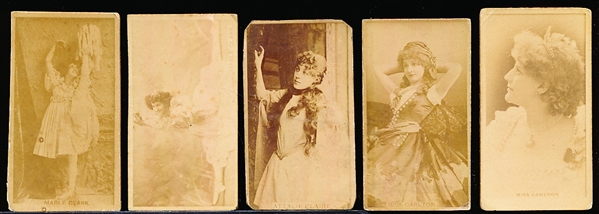 Late 1800’s Kinney Sweet Caporal “Actress” (N245) Vertical Ad Back Cigarette Cards- 5 Diff.