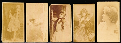 Late 1800’s Kinney Sweet Caporal “Actress” (N245) Vertical Ad Back Cigarette Cards- 5 Diff.
