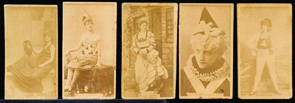 Late 1800’s Kinney Sweet Caporal “Actress” (N245) Vertical Ad Back Cigarette Cards- 5 Diff.