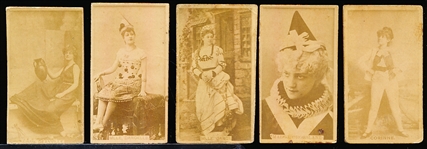 Late 1800’s Kinney Sweet Caporal “Actress” (N245) Vertical Ad Back Cigarette Cards- 5 Diff.