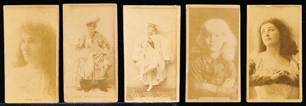 Late 1800’s Kinney Sweet Caporal “Actress” (N245) Vertical Ad Back Cigarette Cards- 5 Diff.