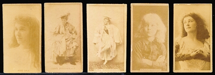 Late 1800’s Kinney Sweet Caporal “Actress” (N245) Vertical Ad Back Cigarette Cards- 5 Diff.