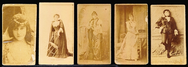 Late 1800’s Kinney Sweet Caporal “Actress” (N245) Vertical Ad Back Cigarette Cards- 5 Diff.