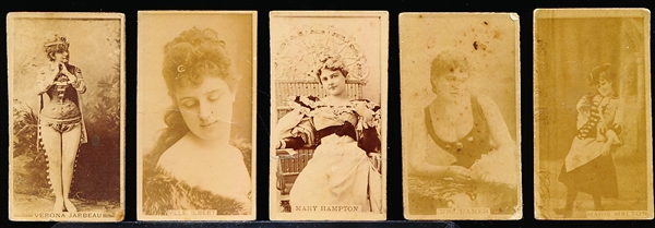 Late 1800’s Kinney Sweet Caporal “Actress” (N245) Vertical Ad Back Cigarette Cards- 5 Diff.