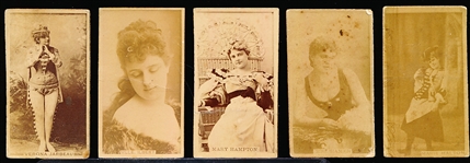 Late 1800’s Kinney Sweet Caporal “Actress” (N245) Vertical Ad Back Cigarette Cards- 5 Diff.