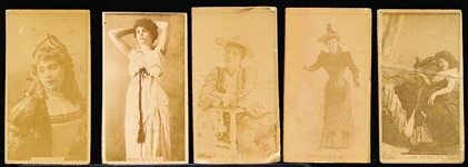 Late 1800’s Kinney Sweet Caporal “Actress” (N245) Vertical Ad Back Cigarette Cards- 5 Diff.