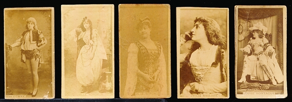 Late 1800’s Kinney Sweet Caporal “Actress” (N245) Vertical Ad Back Cigarette Cards- 5 Diff.