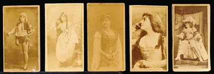 Late 1800’s Kinney Sweet Caporal “Actress” (N245) Vertical Ad Back Cigarette Cards- 5 Diff.