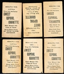 Late 1800’s Kinney Sweet Caporal “Actress” (N245) Vertical Ad Back Cigarette Cards- 6 Diff.