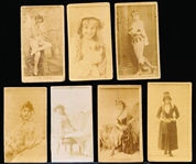 Late 1800’s Kinney Sweet Caporal “Actress” (N245) Vertical Ad Back Cigarette Cards- 7 Diff.